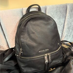 Michael Kors Black Pebbled Leather Backpack